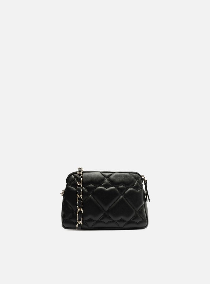 Bolsa Tiracolo Preta Couro Heart Pequena