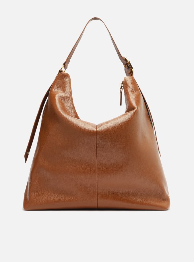 Bolsa Hobo Marrom Couro Grande Básica