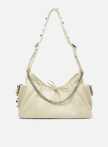 Bolsa Tiracolo Branca Couro Pequena Spikes