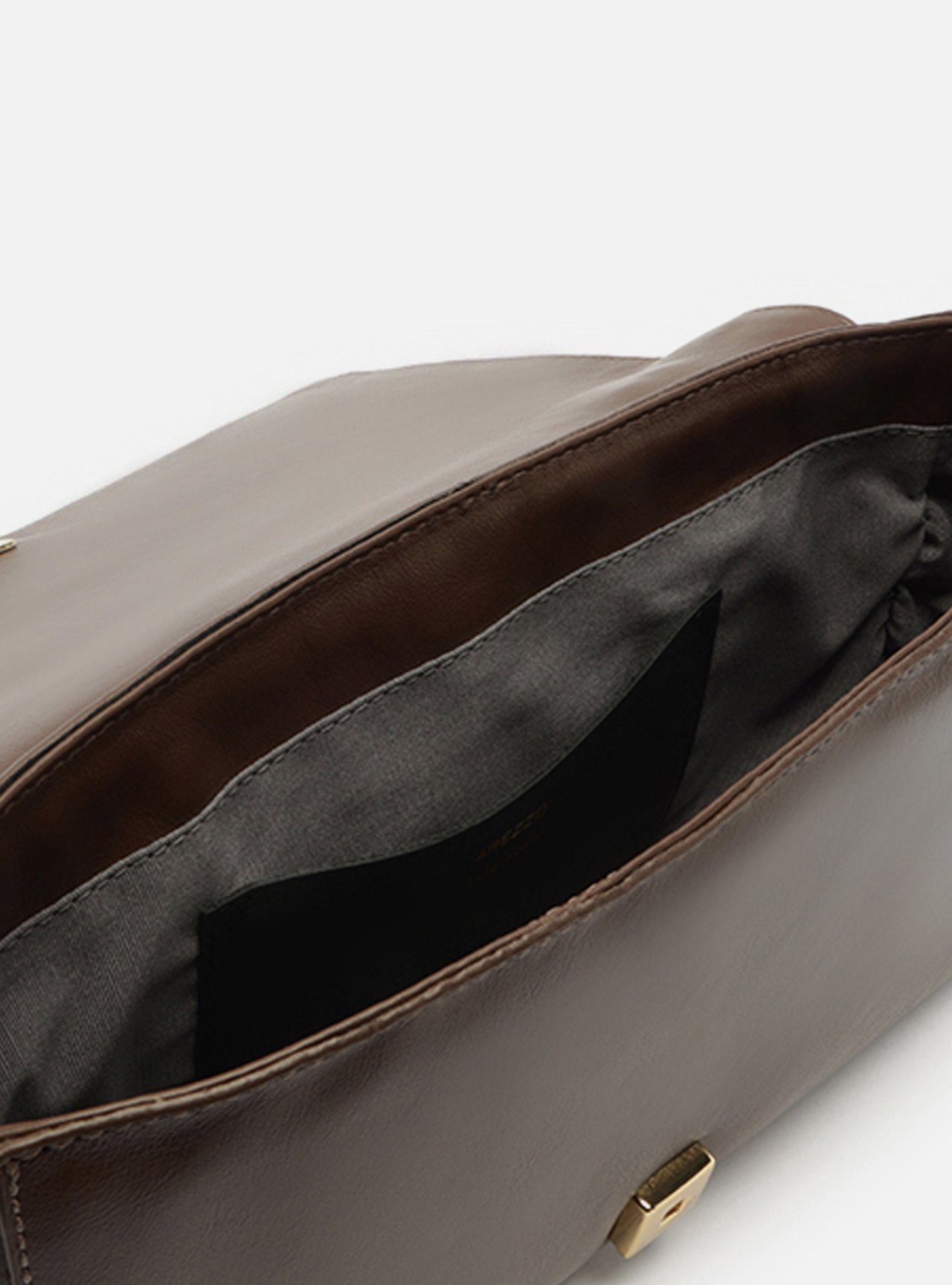 Bolsa Tiracolo Marrom Couro Média Corrente Dourada — foto 4