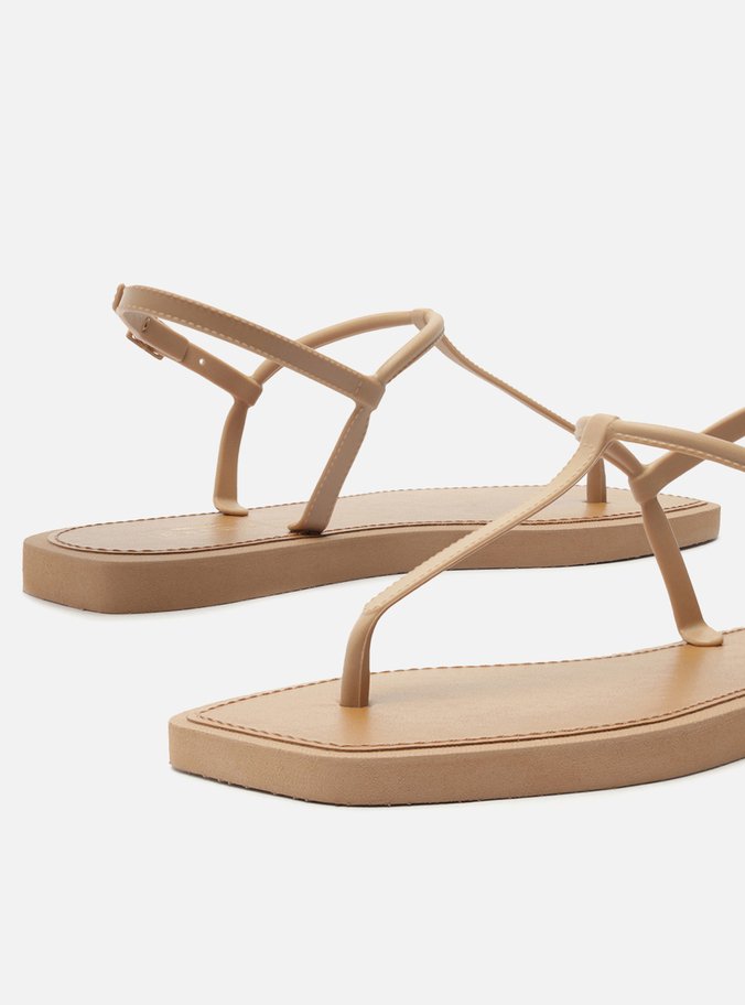 Sandália Rasteira Marrom Slim Square Brizza