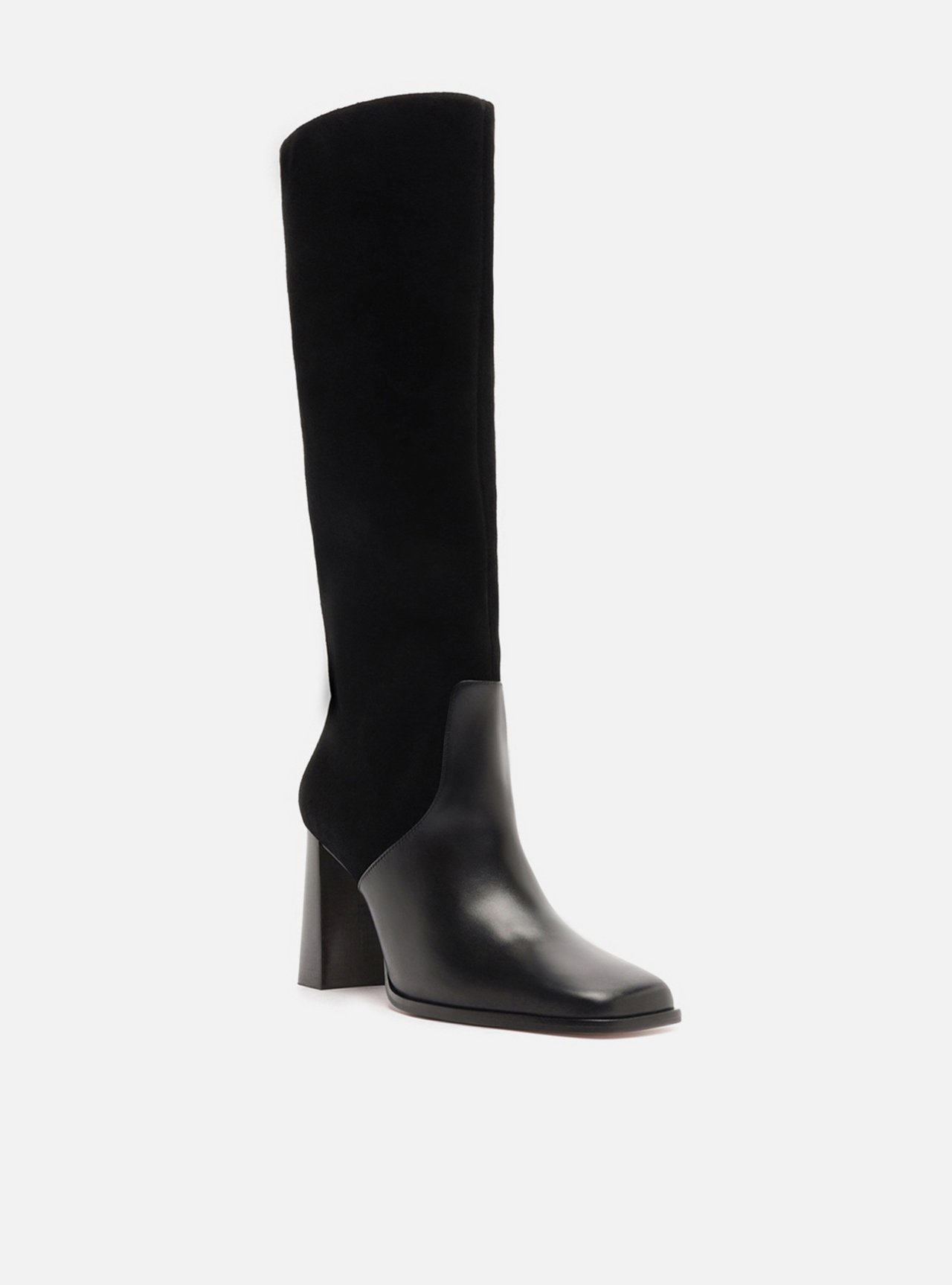 Bota Preta Cano Longo Salto Bloco Suede — foto 2