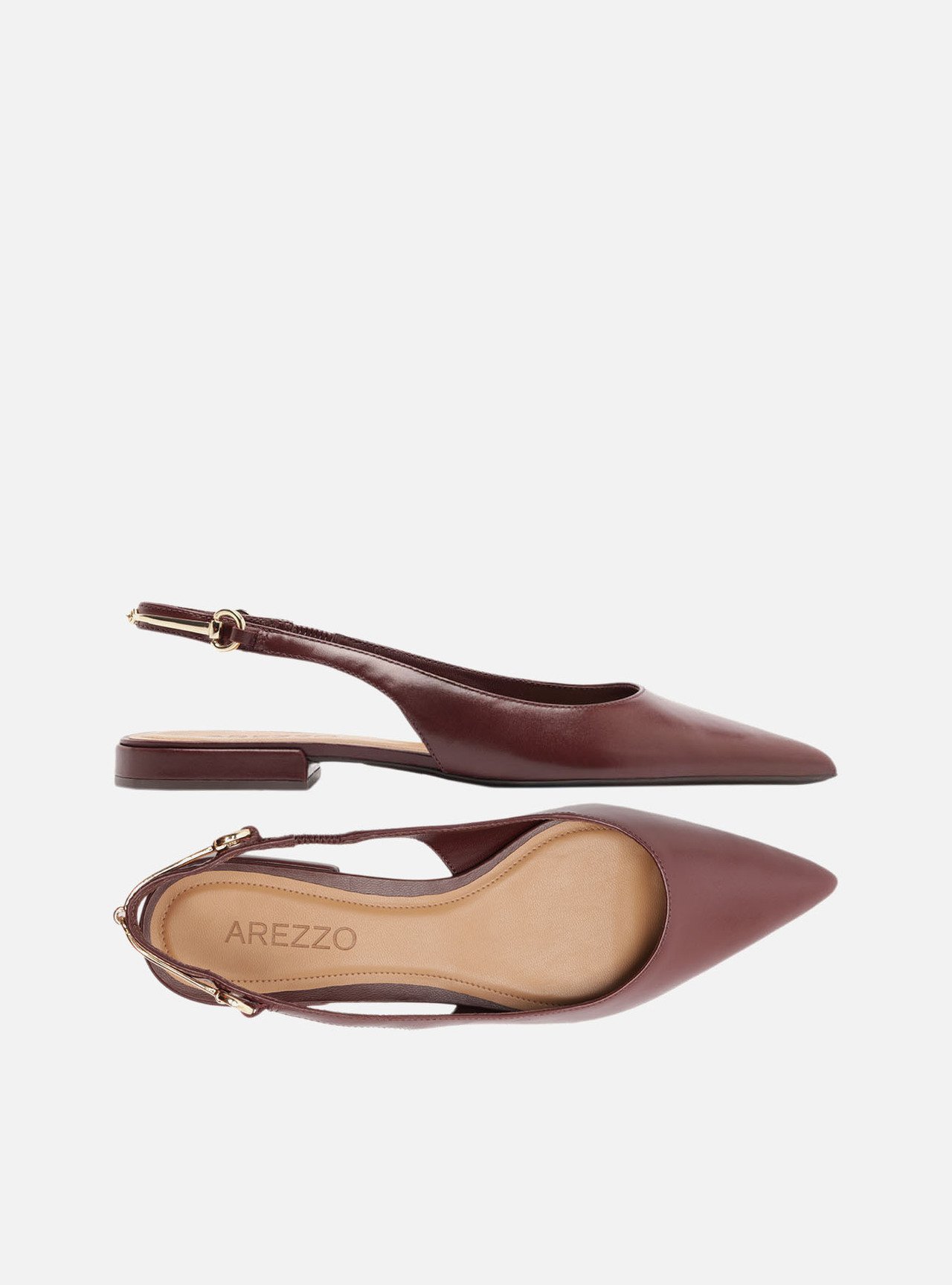 Sapatilha Vermelha Couro Bico Fino Slingback Metais — foto 5
