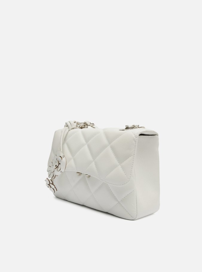 Bolsa Tiracolo Branca Couro Mizz Média Flor