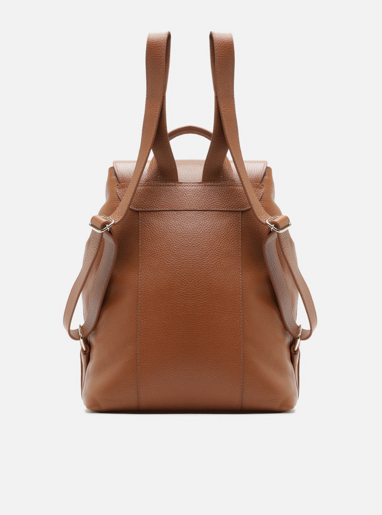 Mochila Marrom Couro Grande Bolsos — foto 3