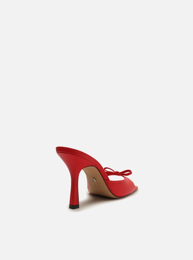 Mule Vermelho Laço Salto Médio