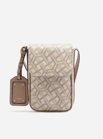 Arezzo — Bolsa Porta Celular Bege Couro Monograma
