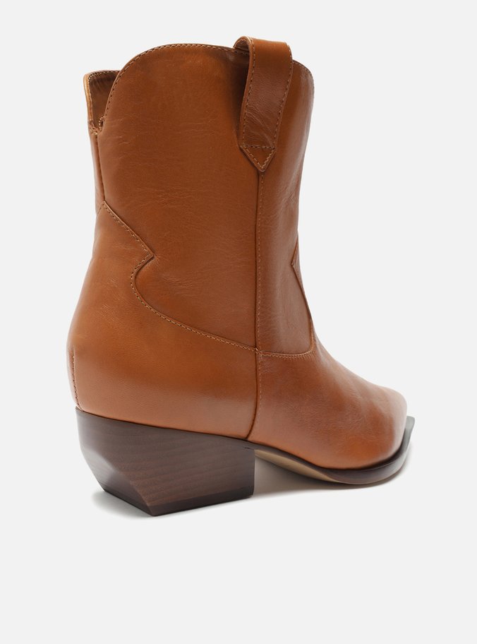 Bota Marrom Couro Cano Curto Western