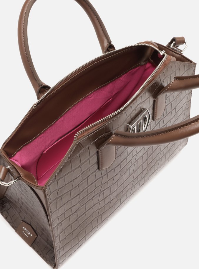 Bolsa Tote Marrom Média Croco