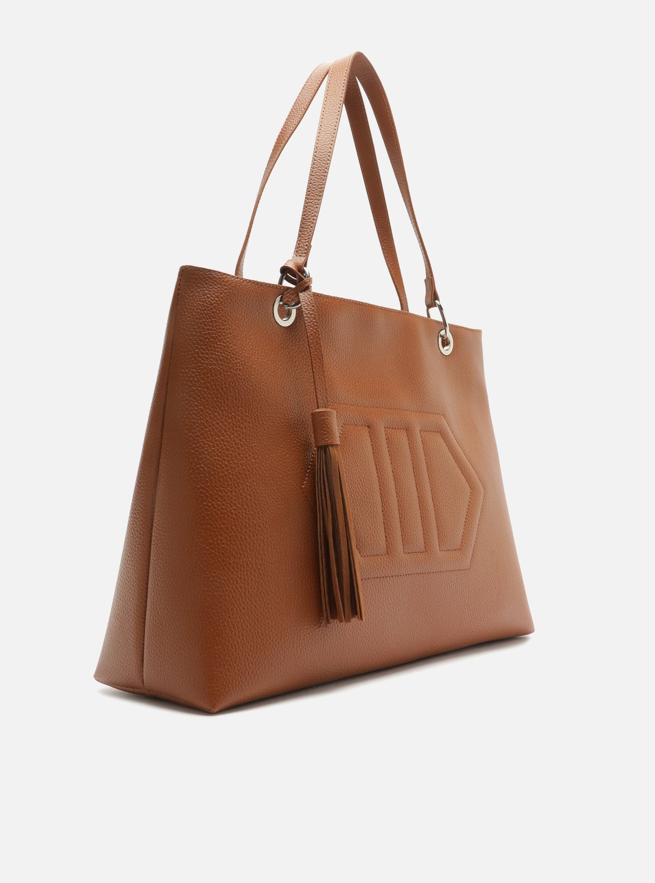Bolsa Shopping Marrom Grande Granulada Franja — foto 5
