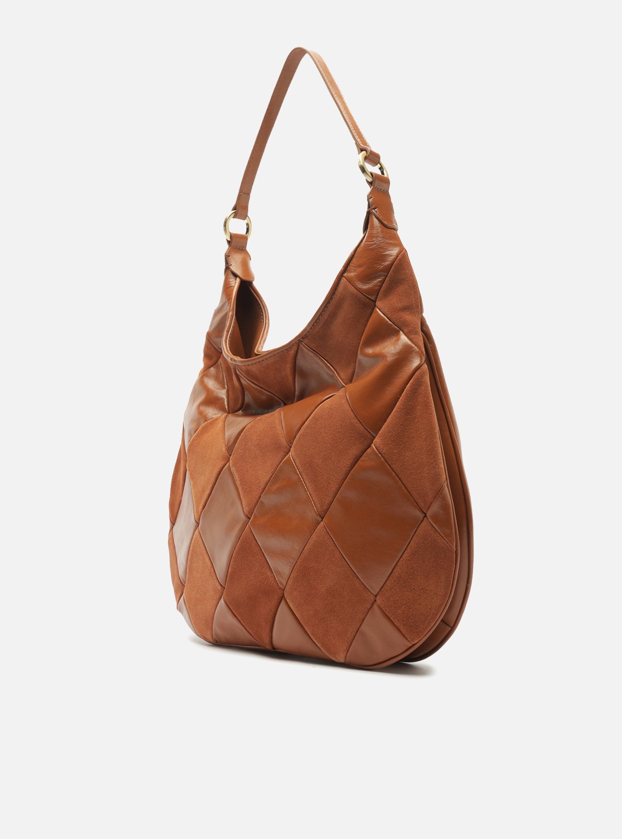 Bolsa Hobo Preta Couro Média Matelassê Metais — foto 2