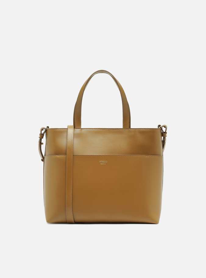 Bolsa Shopping Marrom Grande Detalhe Metais