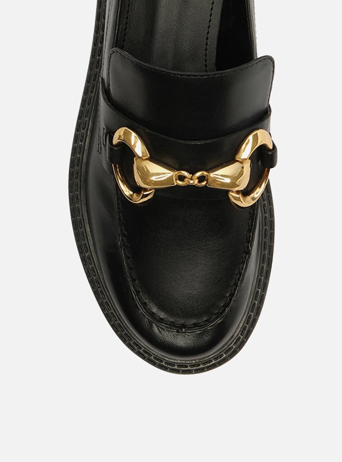 Mocassim Preto Couro Tratorado Bridão