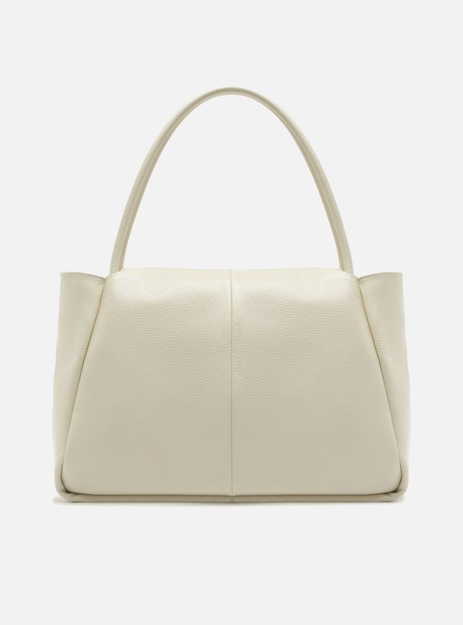 Bolsa Shopping Branca Couro Grande Tag Metal