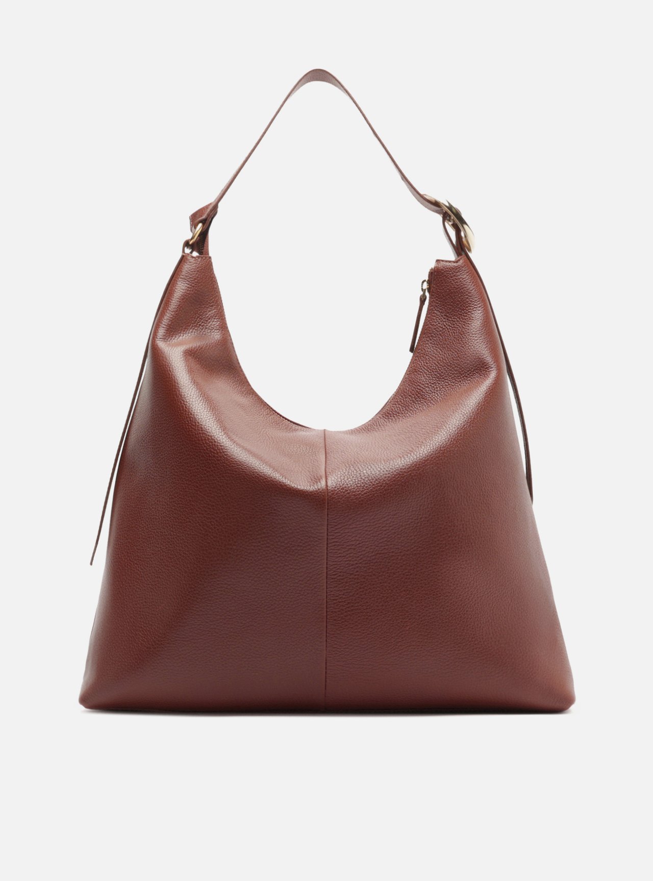 Bolsa Hobo Marrom Escura Couro Grande Fivela Oval — foto 3