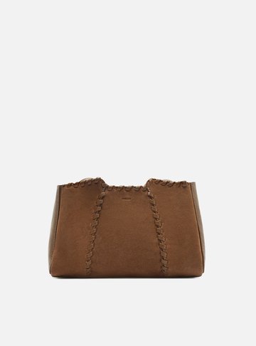 Arezzo — Bolsa Tiracolo Marrom Couro Média Acamurçada