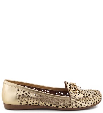 Mocassim Recortes Ouro