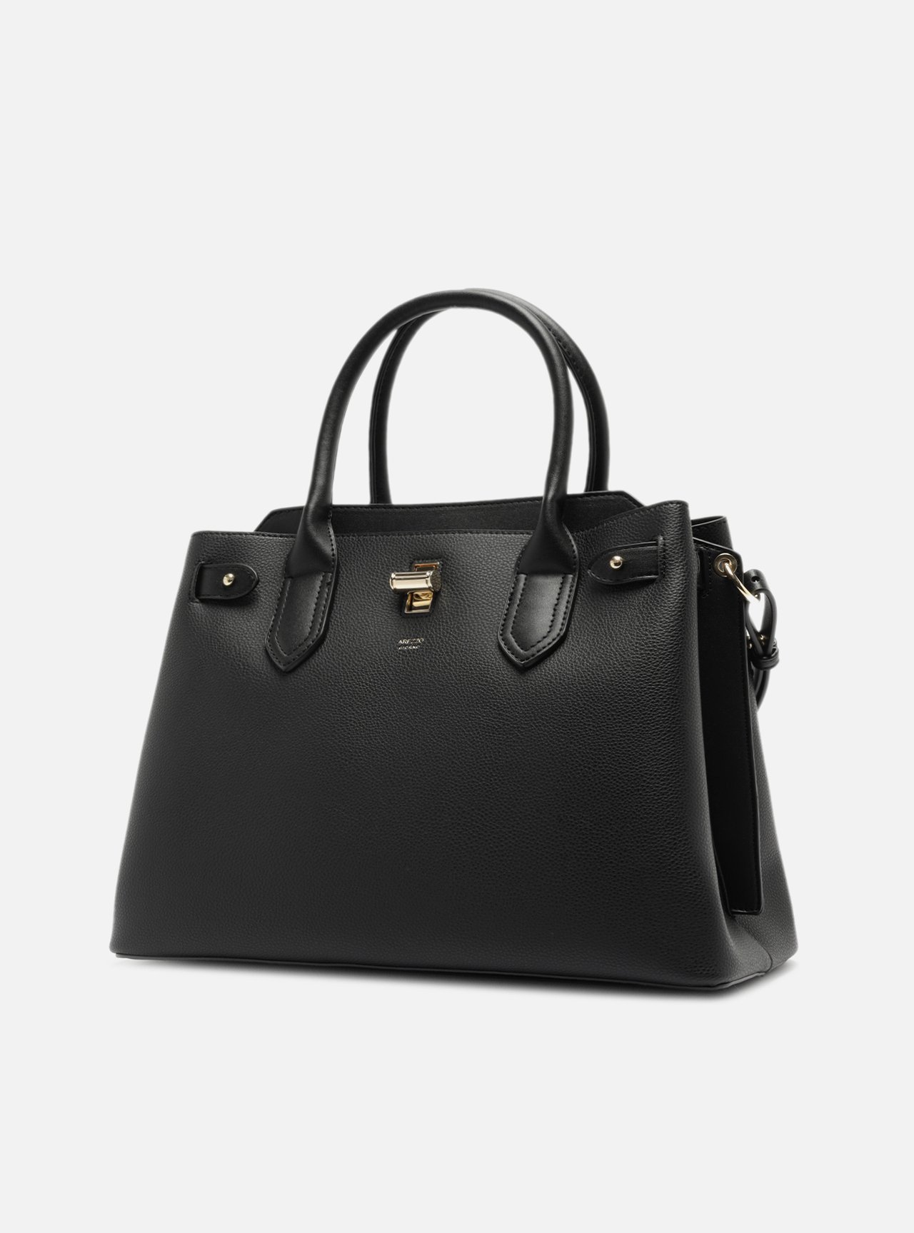 Bolsa Tote Preta Grande Encaixe Metal — foto 2