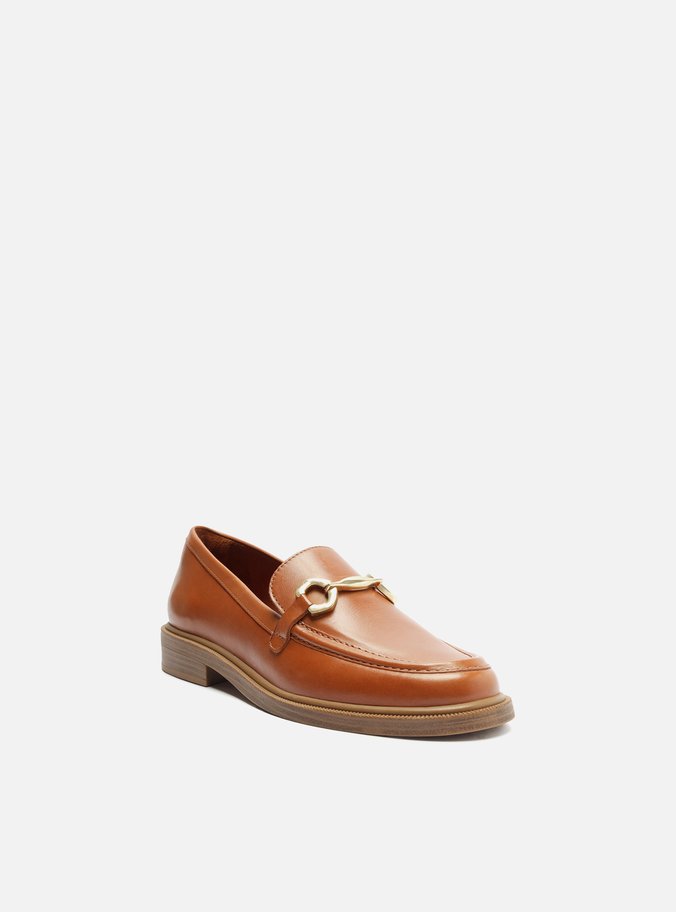 Mocassim Caramelo Couro Bridão Metálico Classic