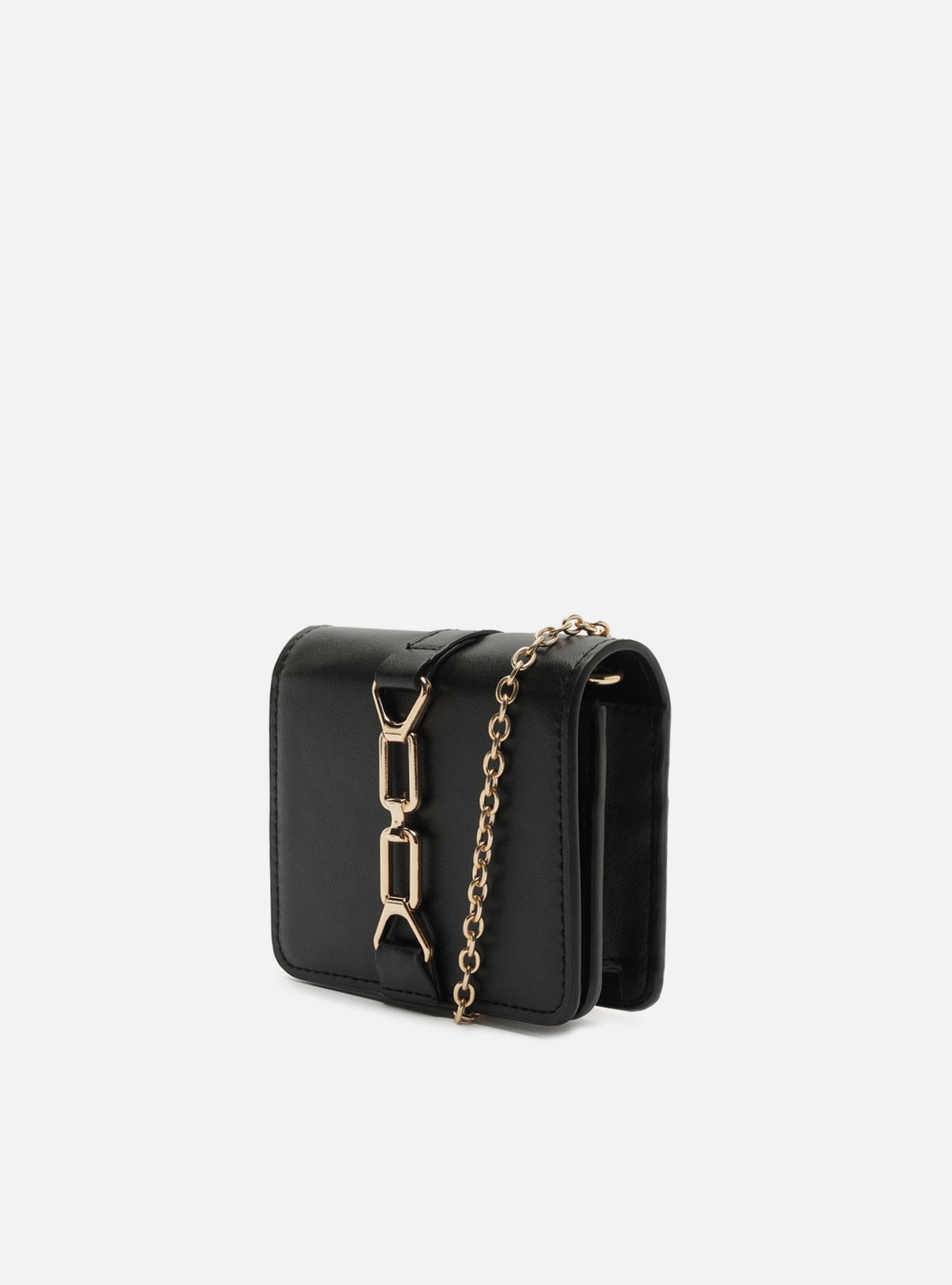 Bolsa Tiracolo Preta Pequena Corrente Dourada — foto 2
