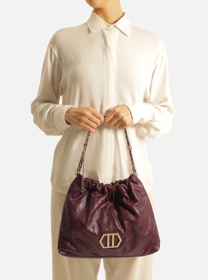 Bolsa Hobo Vinho Couro Esther Grande