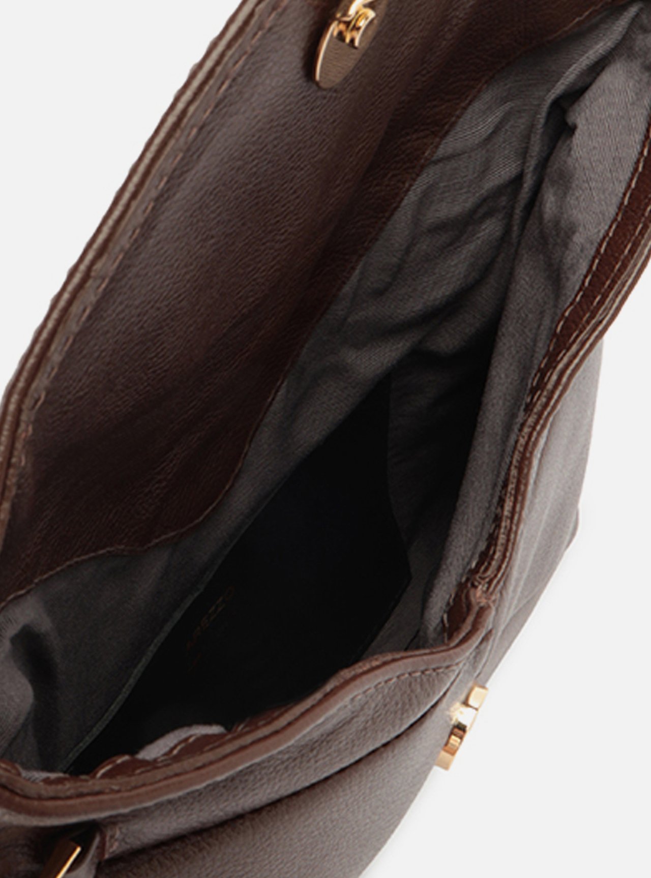 Bolsa Tiracolo Marrom Couro Pequena Corrente — foto 4