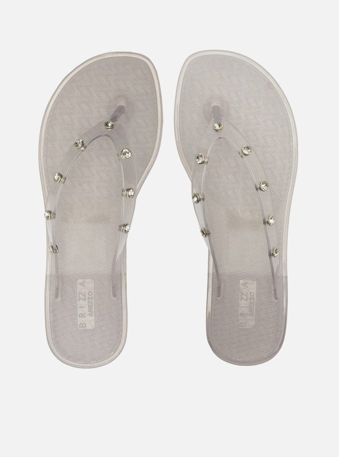 Chinelo Prata Jelly Glow Pedraria