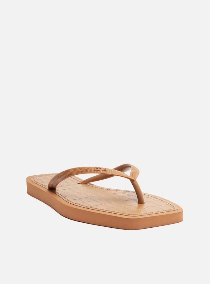 Chinelo de Dedo Marrom Square Palmilha Croco