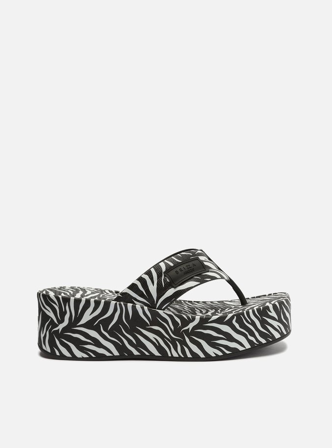 Sandália Animal Print Zebra Flatform Tiras Brizza
