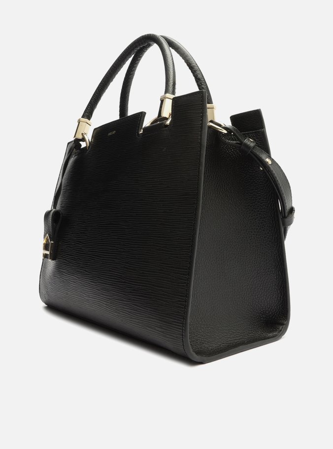 Bolsa Tote Preta Couro Abraccio Grande