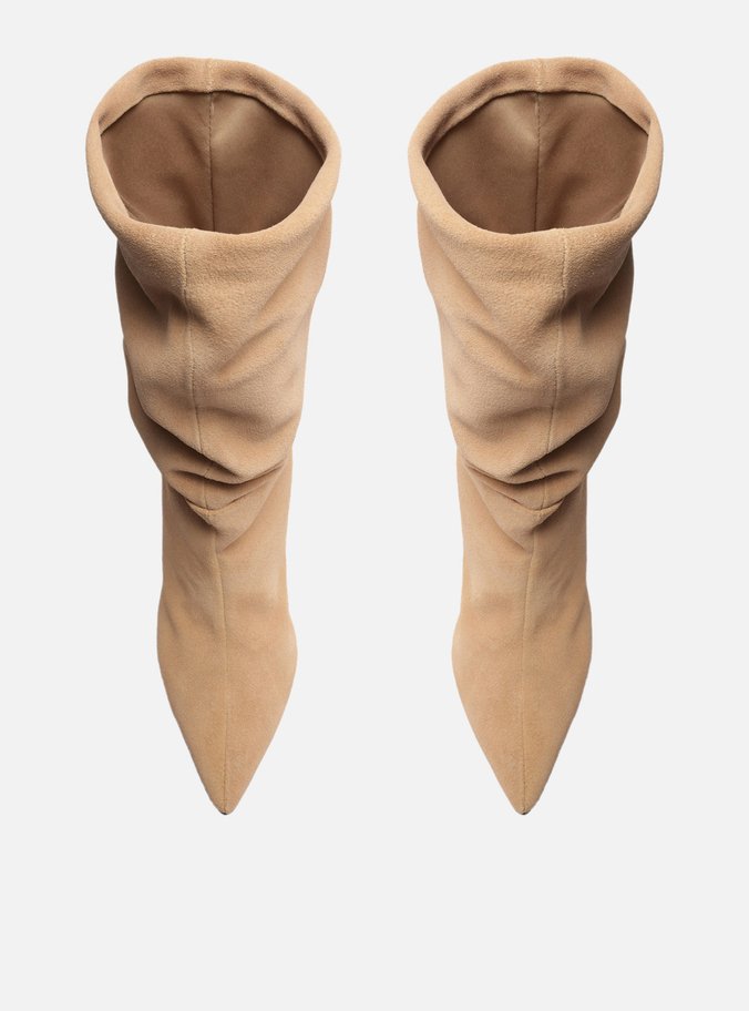 Bota Nude Acamurçada Cano Médio Slouchy