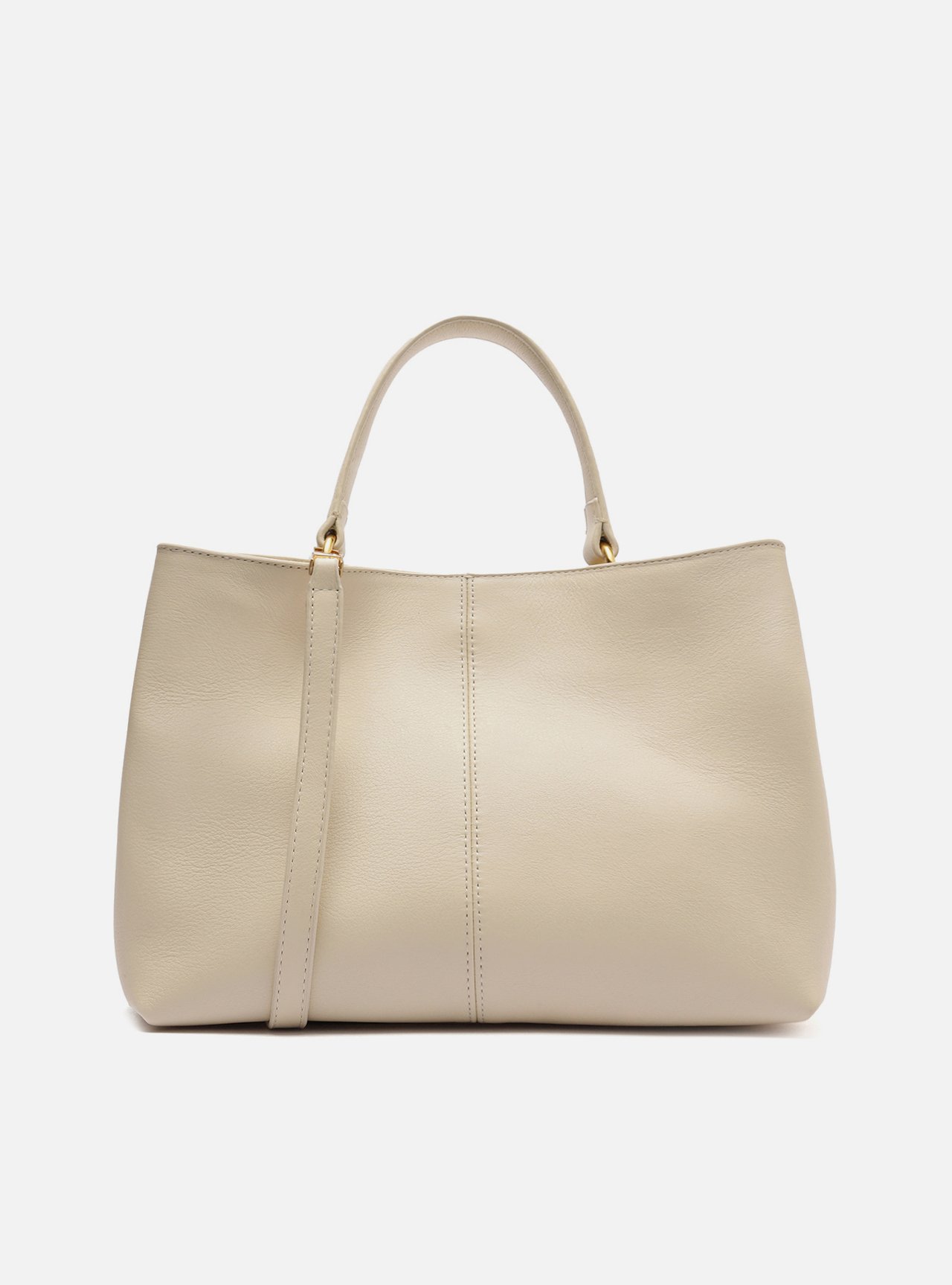 Bolsa Tote Branca Couro Tressê Grande Nó Metal — foto 3