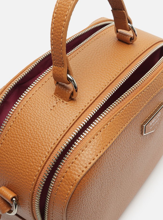 Bolsa Tiracolo Marrom Média Detalhe Metal
