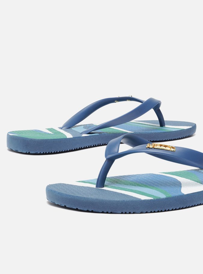Chinelo de Dedo Estampado Azul Brizza