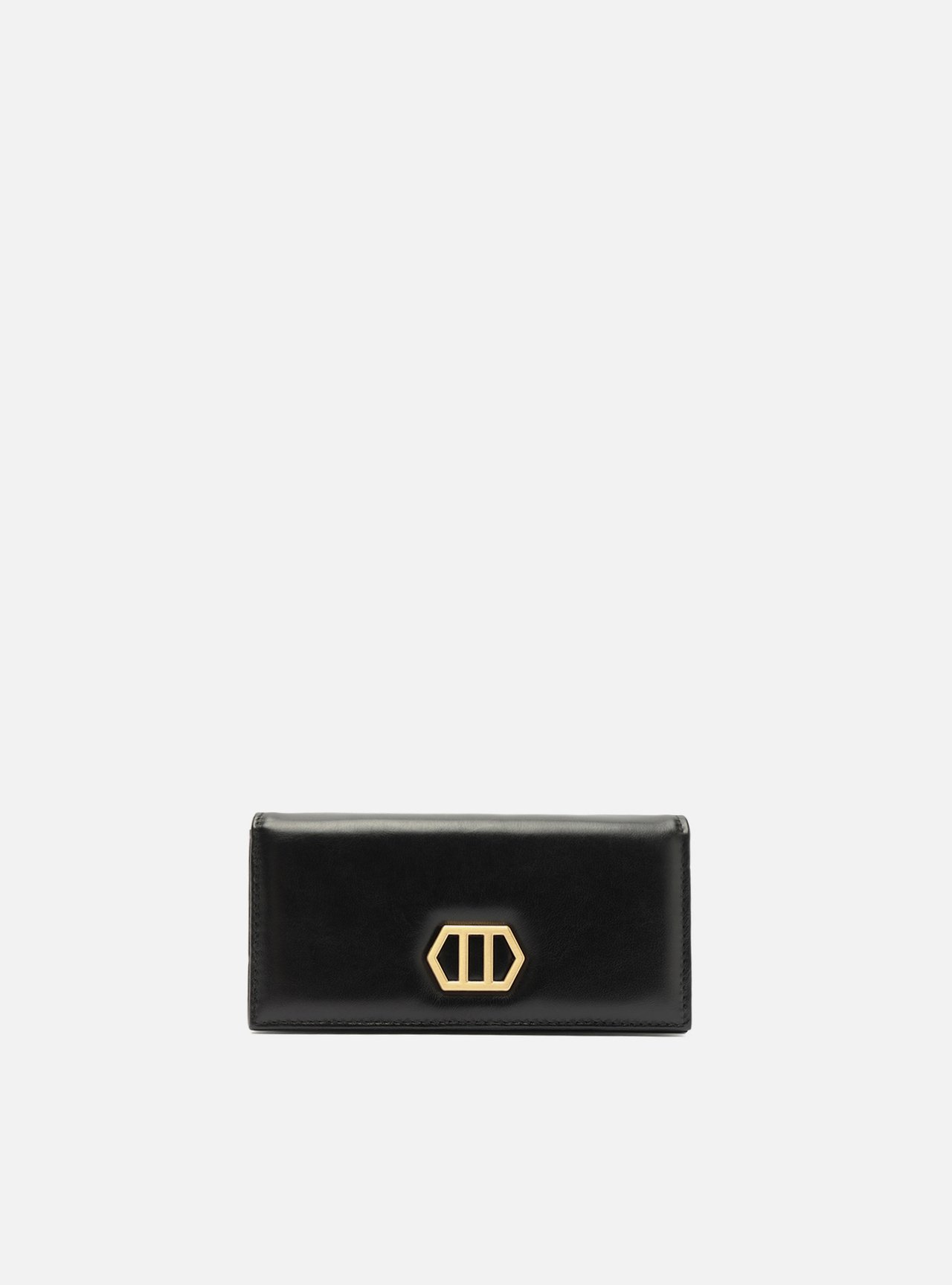Bolsa Clutch Preta Couro Pequena Corrente — foto 1