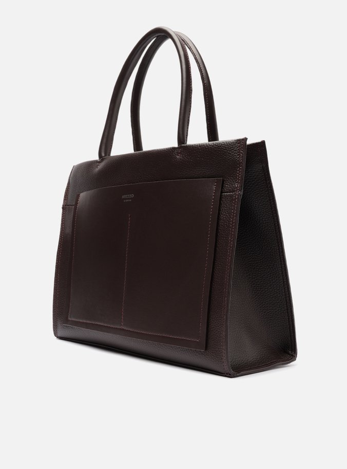 Bolsa Shopping Marrom Grande Bolso Costuras