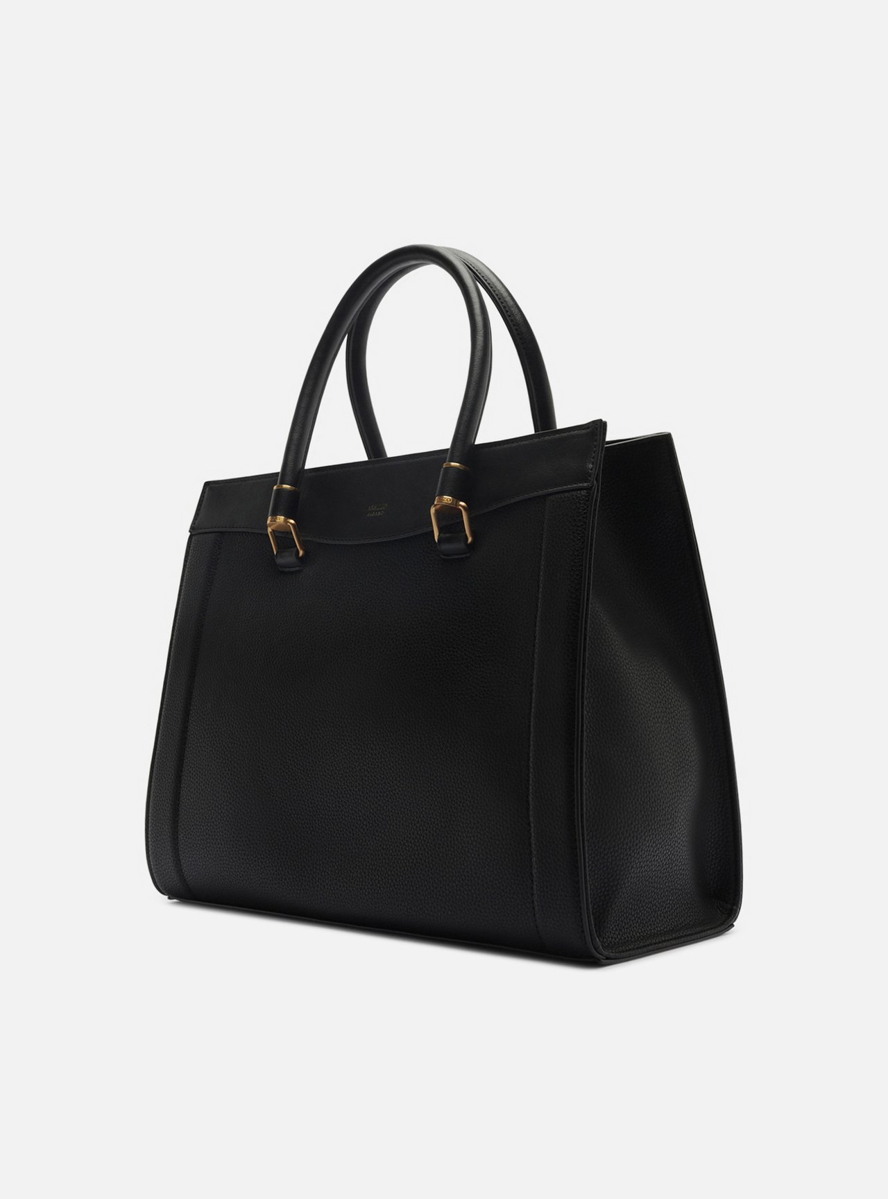 Bolsa Tote Preta Média Metais Dourados — foto 2