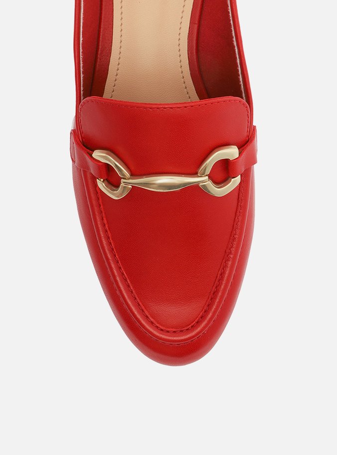 Mocassim Vermelho Couro Bridão Metálico Luma
