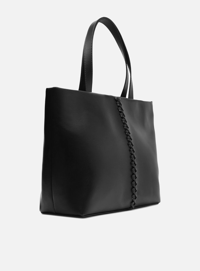 Bolsa Shopping Preta Grande Trançado