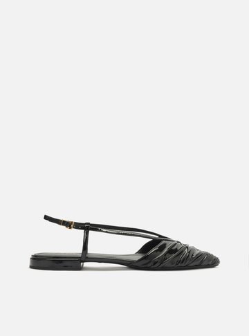 Sapatilha Preta Verniz Bico Fino Slingback