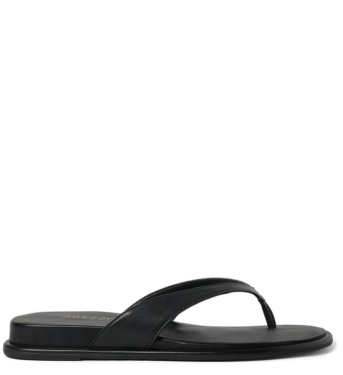 Chinelo Preto Couro Tiras