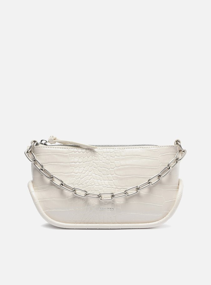 Bolsa Tiracolo Branca Croco Pequena Corrente