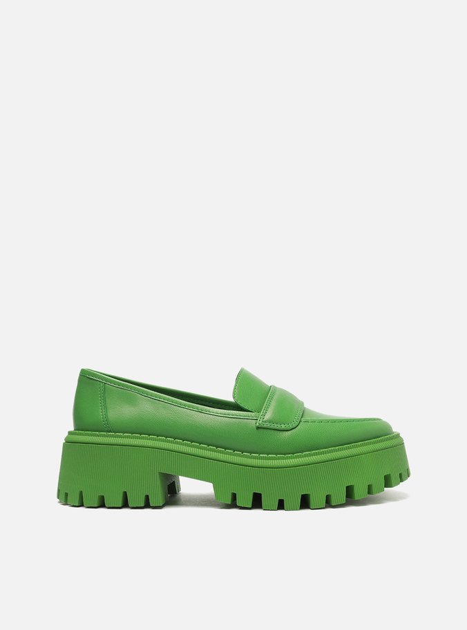 Mocassim Verde Couro Sola Tratorada Tira