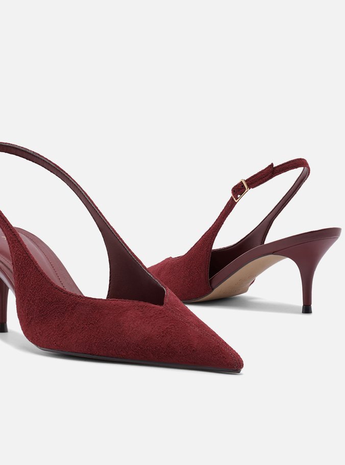 Scarpin Bordô Camurça Salto Kitten Slingback