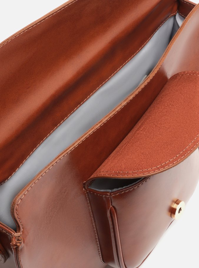 Bolsa Shoulder Caramelo Média Bolso Camurça