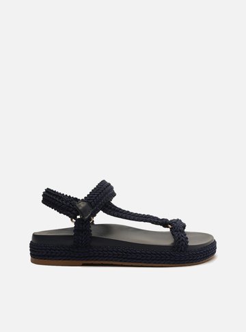 Sandália Marinho Texturizada Flatform Maju
