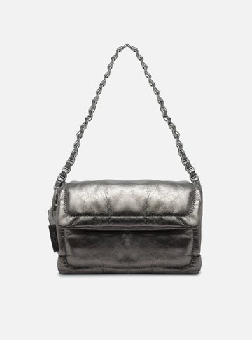 Bolsa Prata Couro Tiracolo Média