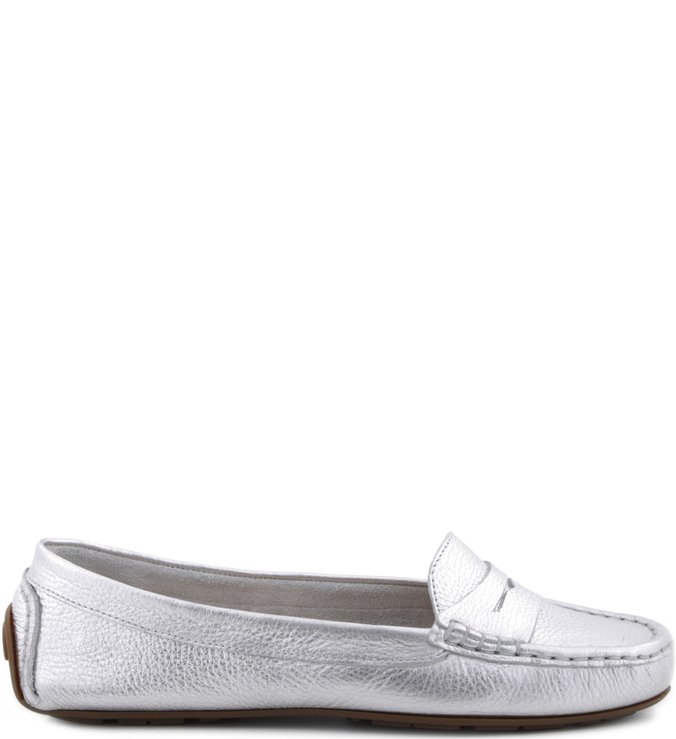 Mocassim Couro Prata
