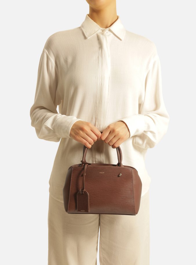 Bolsa Tote Marrom Couro Wave Bella Pequena