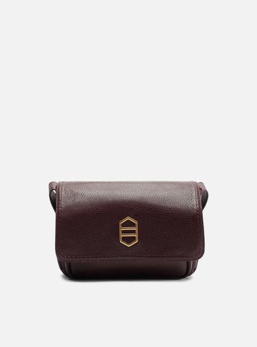 Bolsa Tiracolo Bordô Couro Média Bolsos Metal